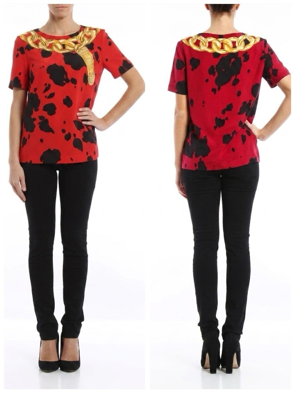BOUTIQUE MOSCHINO Holstein Print T-shirt Size 10